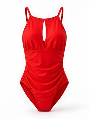 Ellen Tracy Orange Halter One-Piece Swimsuit